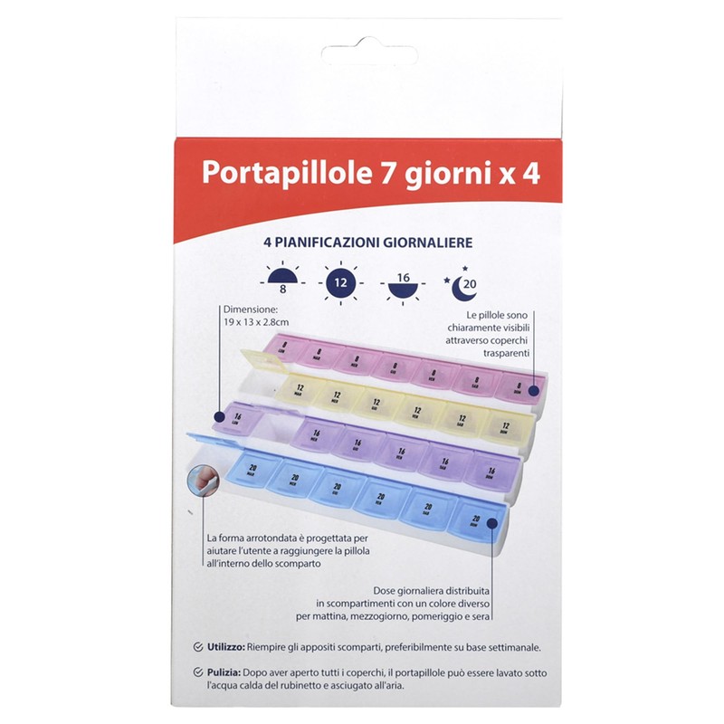 GIMA - Portapillole Settimanale 7 Giorni x 4, Mattina, Pomeriggio,