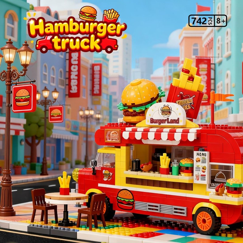 Friends Burger Truck Building Set, Creative Fast Food Truck Playset