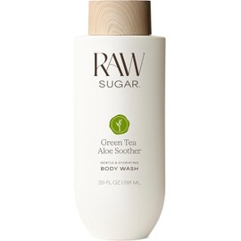 RAW SUGAR, Body Wash Green Tea Aloe Soother, Gel de Baño, Suave e Hidratante, Nutre y Revitaliza, Equilibra pH, 20 OZ