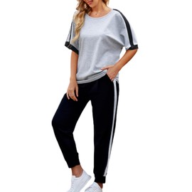 VIMPUNEC Women 2 Piece Outfits Summer Casual Lounge Sets Soft Sweatsuits Trendy Matching Sets Light Gray L