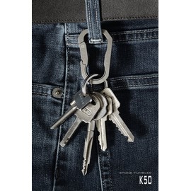 Mas Design Premium Grade 5 Titanium Key Carabiner - K50 (Stone Tumbled Finish)