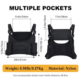Sports Chest Bag, Lightweight Running Vest with Water Bottle Pocket, Molle Chest Rig Bag with Large Capacity for Training, Running, Cycling, black, Classique
