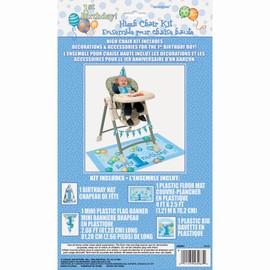 Unique 1st Balloons Birthday High Chair Kit, Assorted Sizes, Blue