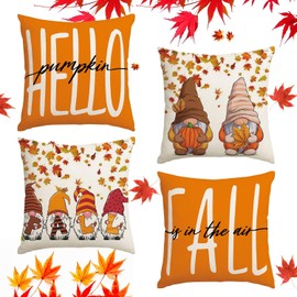 Sunshine smile Pack of 4 Autumn Cushion Covers, Autumn Thanksgiving Cushion Covers, Autumn Decoration, Decorative Cushion Cover for Sofa, Couch, Bed, Garden, Outdoor Home Decor