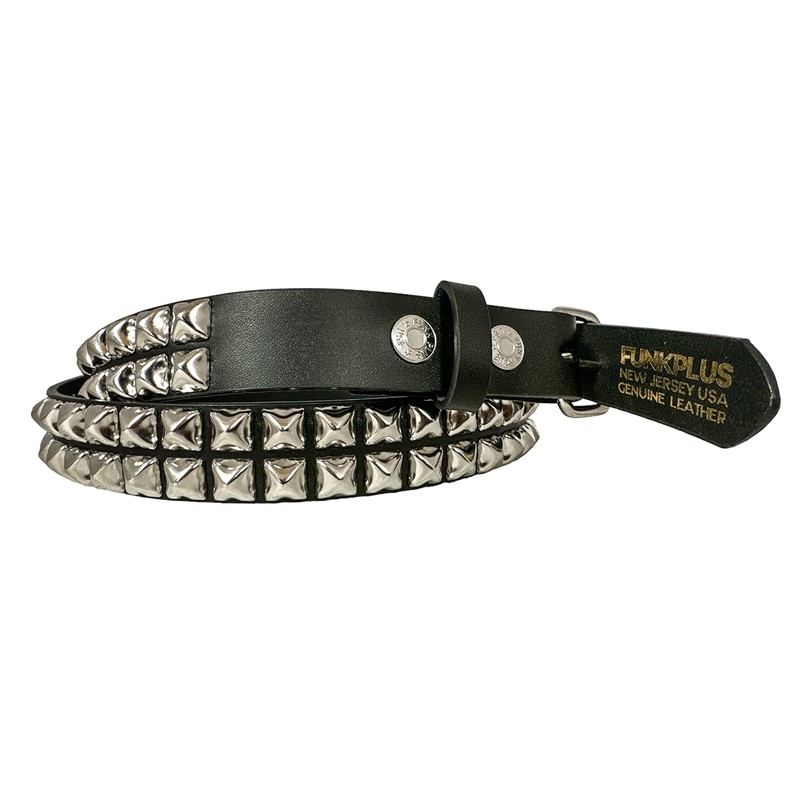 Two Row Pyramid Stud Belt Made In USA Genuine Leather