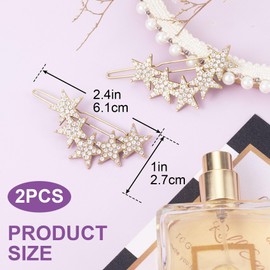 Mxxipp 2pcs Star Hair Pin for Women, Sparkly Rhinestone Hair Bang Clips, Non-Slip Shiny Star Hair Barrette Accessories for Long Short Straight Curly Hair- Gold