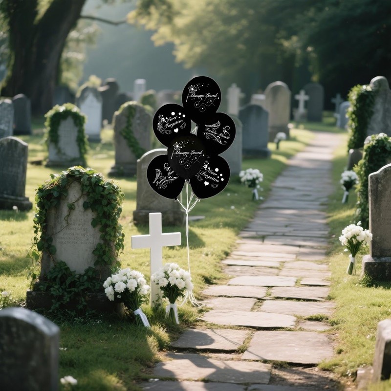 Memorial Remembrance Balloons 30 Pieces 12" Black Funeral Themed Memorial