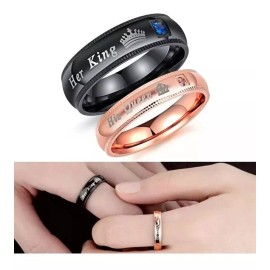 Duo Anillo Compromiso King & Queen Rey Y Reina Alta Calidad