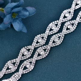 YouLaPan Strass Hochzeit gürtel Kristall Braut Schärpe Damen für Brautjungfernkleider Ballkleid Abendkleider (Weiß)