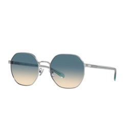 Coach HC7147 Sunglasses, Shiny Silver/Blue Yellow Gradient, 56 mm