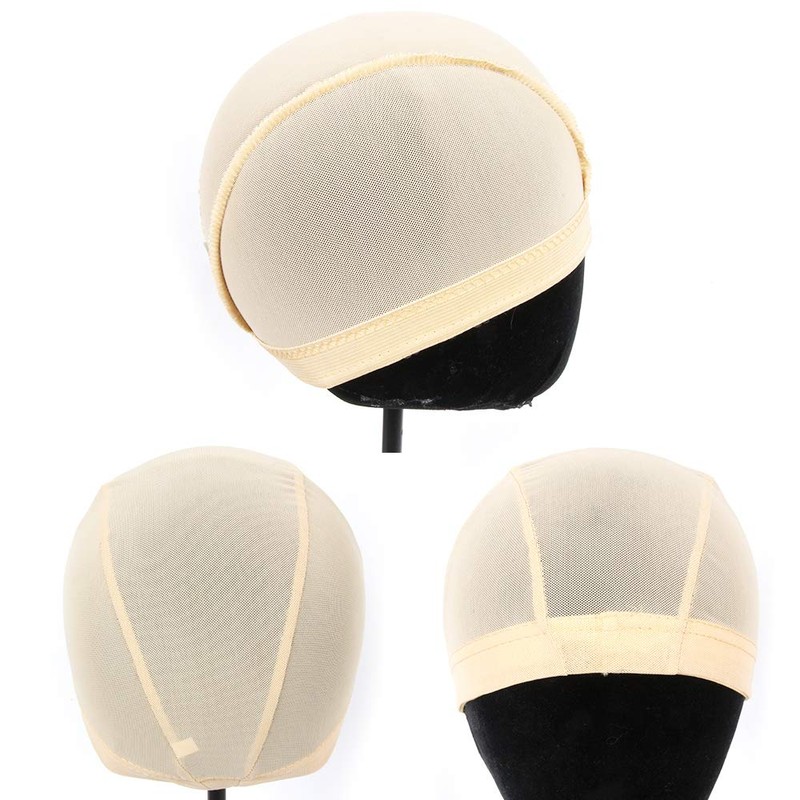 Mesh Dome Caps For Wig 6 Pcs Stretchable Beige Mesh