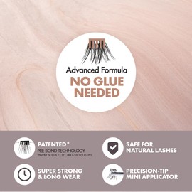 i-ENVY Press&Go 100% Real Mink Self-Adhesive Eyelashes, No Glue Needed 22 False Lash Clusters, 1 Step Press-On Lashes, No Damage or Residue, Reusable & Customizable (Mink Volume With Applicator Kit)