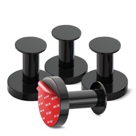 CANORE Strong Adhesive Wall Hooks, Stick On Bathroom, Kitchen, Towel Hook, Set of 2 Pack Black Metal Hooks, Easy to Install Towel Holder (4-Pack Black)