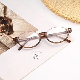 Dollger Oval Blue Light Glasses for Women Men Fashion Retro 90s Small Frame Computer Glasses