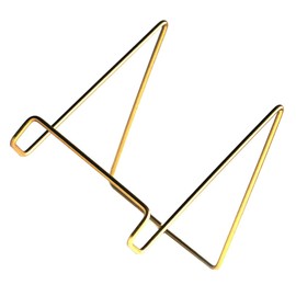 LABRIMP Golden Metal Electroplated Book Stand Portable Desktop Holder for Books Tablets and Cell Phones Curved Secure Design for Home Office Trade Shows Kitchen Bedside Use