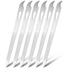 FXHDC-M 6 Pack Stainless Steel Nail File with Sharp Pointed Tip, Double Sided Metal Diamond Nail Filer for Natural Nails, Manicure Pedicure Tool for Salon Home Travel - 5.5 Inch