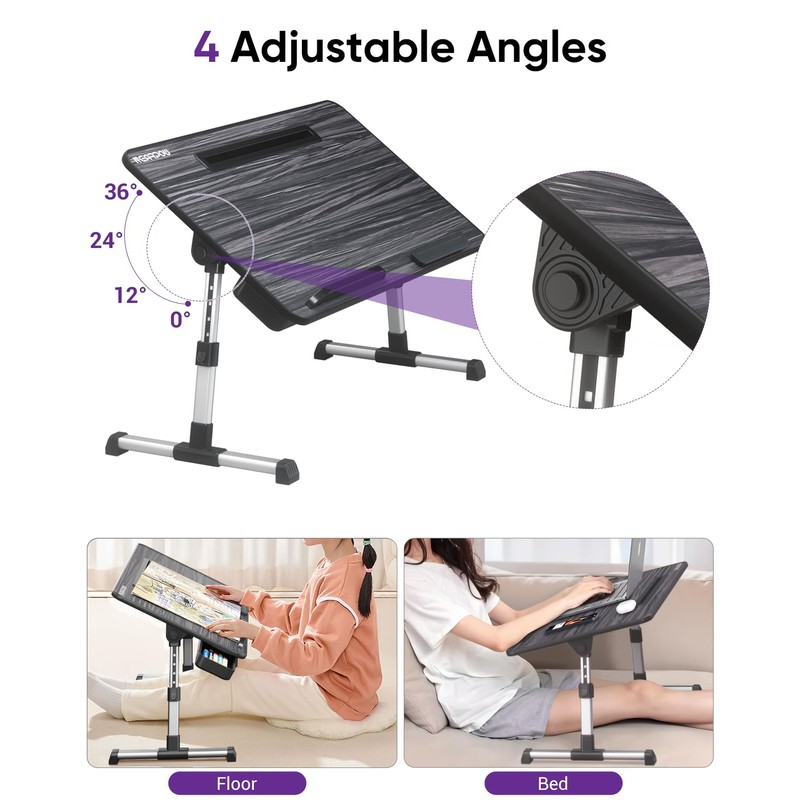 NEARPOW Laptop Bed Tray Table, Height & Angle Adjustable Portable