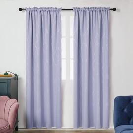 Deconovo Blackout Curtains with Pattern Design for Bedroom (W52 X L108, Light Purple, 2 Panels)