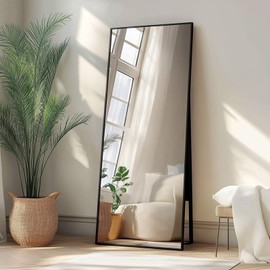 Oruii Floor Mirror Full Length, Full Length Mirror with Stand 56x21 inch, Full Body Mirror Black Metal Frame, Large Mirrors for Bedroom, Living Room, Dorm, Dressing Room, Entryway.