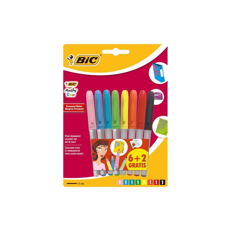 BIC Marking Permanent Markers Fine Tip Assorted Intense & Pastel