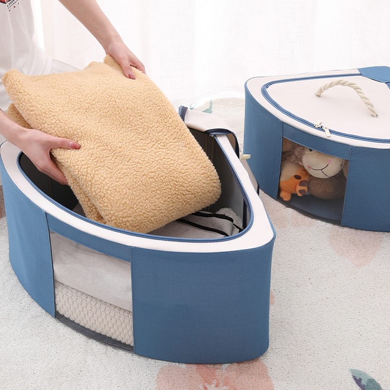 DUDNJC Foldable Storage Bins Cubes Boxes with Lid, Triangle Corner