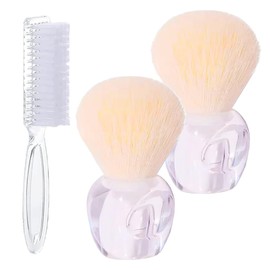 2 pcs Nail Dust Brush with 1 Nail Cleaning Brush Set, Professional Nail Kabuki Brush - Ideal as Nail Duster Brush for Acrylic Nails & Gel Nails, Premium Nail Dusting Brush for Nail Salons or Home Use