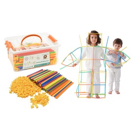 AINI-YIWANNIAN Straw Constructor Building Toys STEM Building Toys 400Pcs Straw Toy Interlocking Plastic Toys Engineering Toys Thin Tube Blocks Toy Educational Toy Kit for 3 4 5 6 7 8 Years Kids Toy