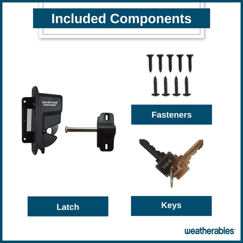 Weatherables Keystone Black Zinc Diecast Metal 1-Sided Key-Lockable Gate Latch