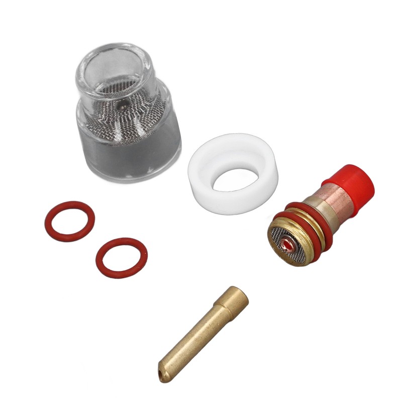 6 Pcs TIG Torch Glass Cup Collet Kit 2.4MM Glass