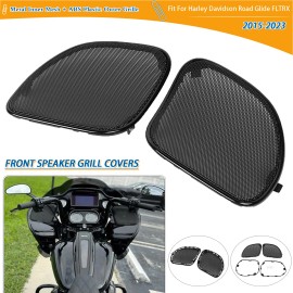 Unbranded Black Front Speaker Mesh Grill Covers For Harley Road Glide FLTRU FLTRX FLTRK