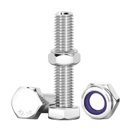 Drenky Stainless Steel Screws M10 Stainless Steel A2 V2A Self-Locking Nuts M10 x 40 mm Machine Screws Screws for Furniture, Cars, Bicycles, Ships, 3D Printing, Pack of 10