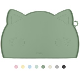 Coomazy Avocado Non-Slip Cat & Dog Feeding Mat - Thicker Silicone Mat with Raised Edge for Food & Water
