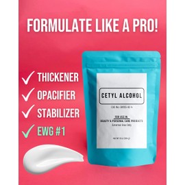 Magnum Solace Cetyl Alcohol for Body Butter, DIY Lotions, Creams, Conditioners - Thickener and Emollient - White Granules (10 oz)