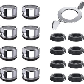 Pack of 8 Tap Strainer LISOPO Aerator M24 Tap Strainer Insert with Key, Tap Filter, Tap Attachment with Stainless Steel and ABS Filter, Tap Aerator