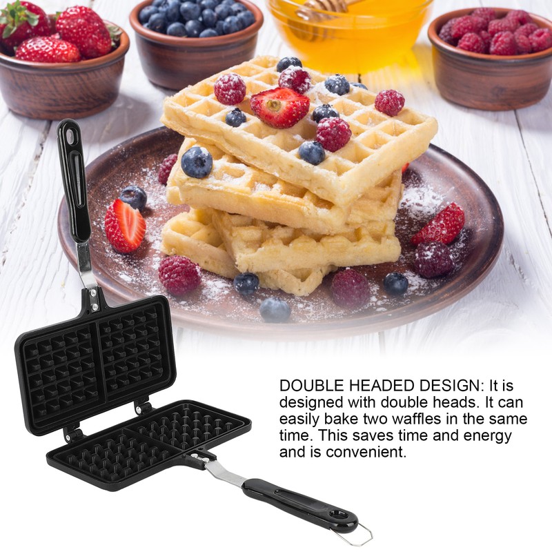 Stovetop Waffle Maker Pan Anti Stick Aluminum Even Heating Double