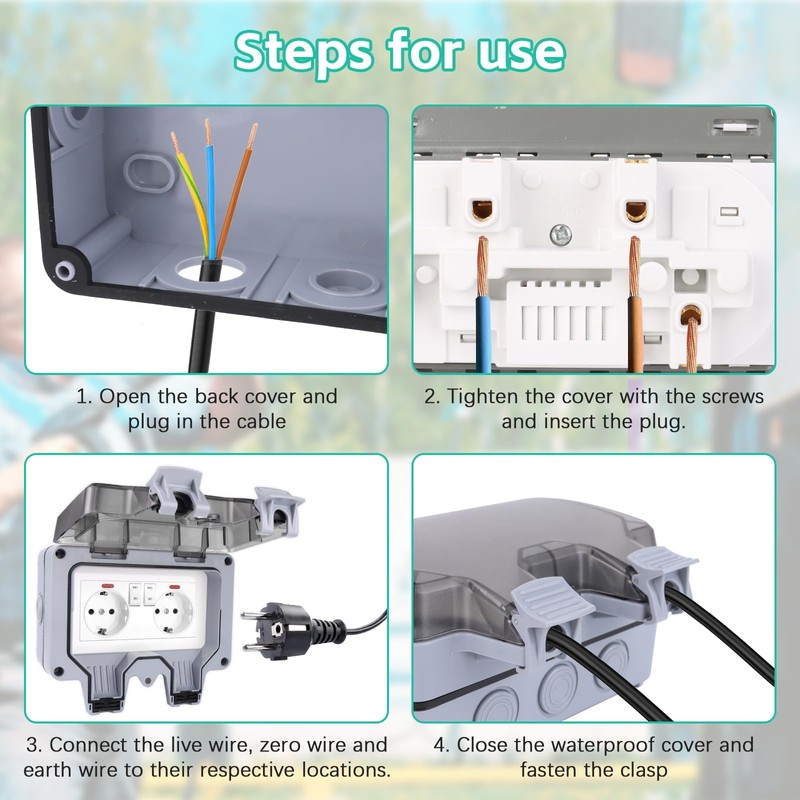 NVIYAM Outdoor Socket Surface-Mounted, IP66 Waterproof Socket with Switch Indicator