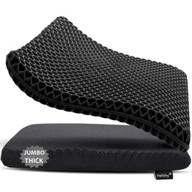 Gel Seat Cushion, Jumbo&Thick Gel Cushion Chair Pads with Non-Slip Cover for Home Office Car Seat Wheelchair, Soft Breathable Honeycomb Seat Pads for Relieve Hip Pain,Black 20x20x1.9inch