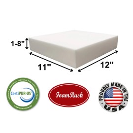 FoamRush 11" x 12" High Density Upholstery Foam Seat Cushion Medium Firm USA - 6, 11 x 12