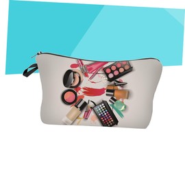 Baluue 2pcs Small Makeup Handbag 3D Printed Dacron Material Zipper Closure for Travel Organize Cosmetics Beauty Supplies