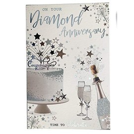 Happy 60th Diamond Anniversary Champagne & Bunting Design Card Lovely Verse