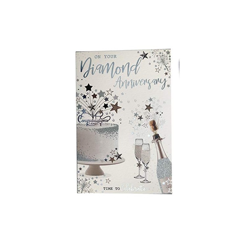 Happy 60th Diamond Anniversary Champagne & Bunting Design Card Lovely