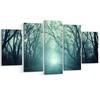 Designart Fall Forest Path with Green Light-Landscape Photo Canvas Print-60x32