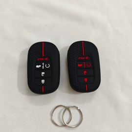 Key Case Compatible with Honda 2022 2023 2024 2025 Civic Pilot HR-V Accord CR-V Key Fob Cover | Silicone 5 Button Key Fob Cover for Honda CRV HRV Accessories 2-Pack, Black and Black