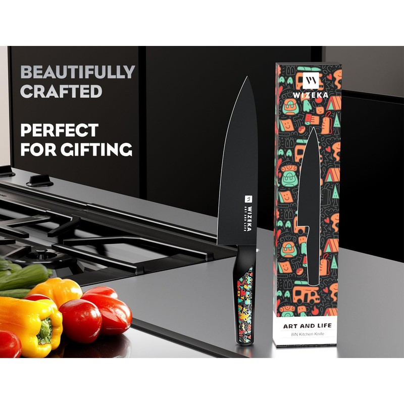 WIZEKA Chef Knife: 8 Inch: Extreme Sharp Kitchen Knife: Full