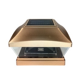 6x6 Copper Post Cap Light Solar Powered LED Bright SMD 28 Lumens, 6-inch, Set of 4