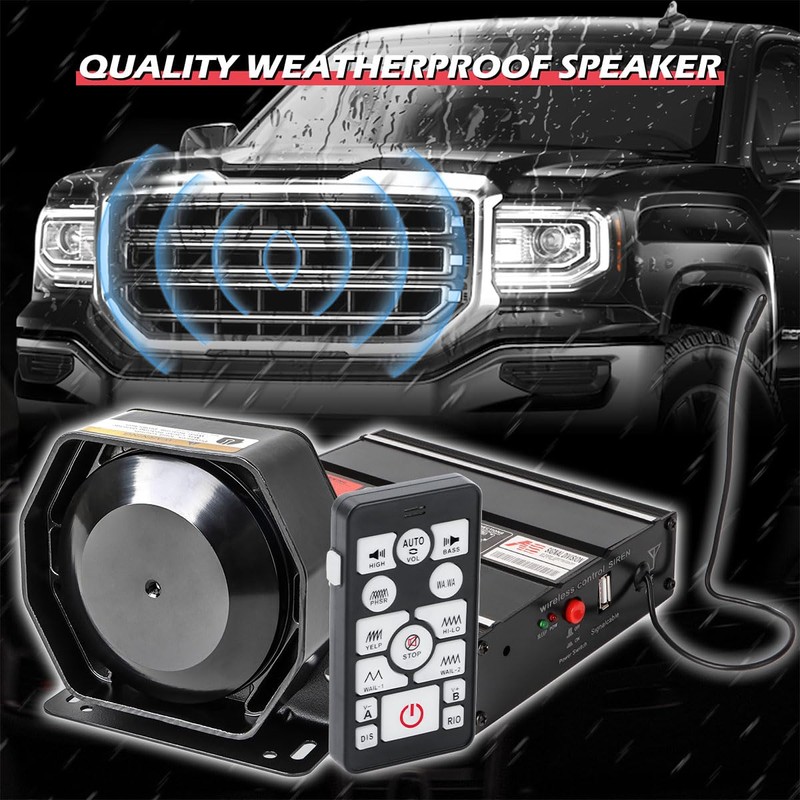 Wireless Police Siren 20 Tones 130 DB 200 Watt Remote