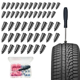 ADILIKADII 50Pzs Clavos de Reparación de Neumáticos 2 Tamaños, Kit de Clavos de Goma para Parchar Llantas con Destornillador, Clavo Auto Sellante para