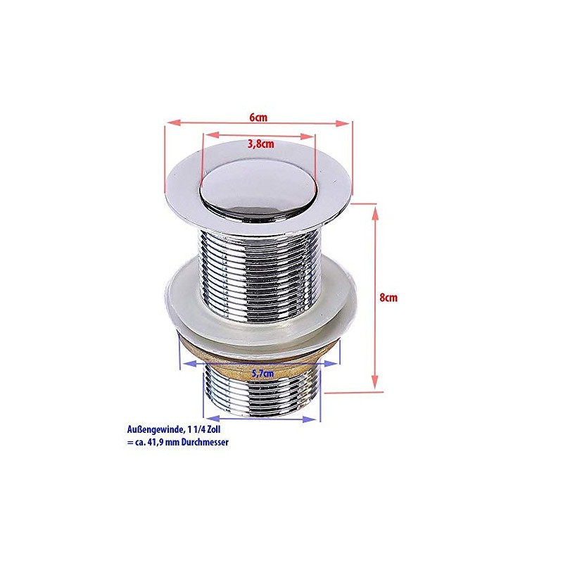 Drain Valve - Pop-Up Valve for Washbasin Drains (Push)