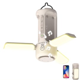 MOSLIGHTING Rechargeable Camping Lantern with Bluetooth Speaker, 10000mAh, Portable LED Flashlight, Folding Lanterns, IP54 Waterproof, 4 Mode Stepless dimming, Power Outage Lantern for Home