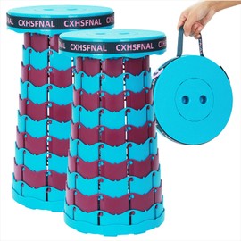 Upgraded Portable Collapsible Stool Lightweight but Sturdy Load Capacity 400lbs Small Folding Camping Chairs Height Adjustable for Fishing Hiking Gardening Hunting BBQ(Blue Purple, Double pack)